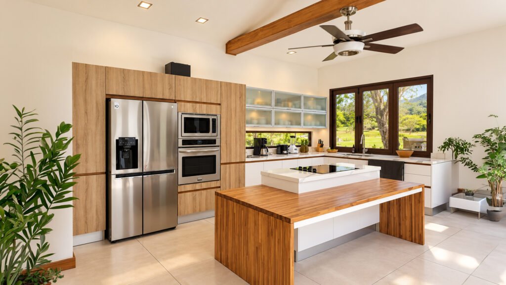 Custom modern kitchen designed and manufactured by Mobilinea in Costa Rica