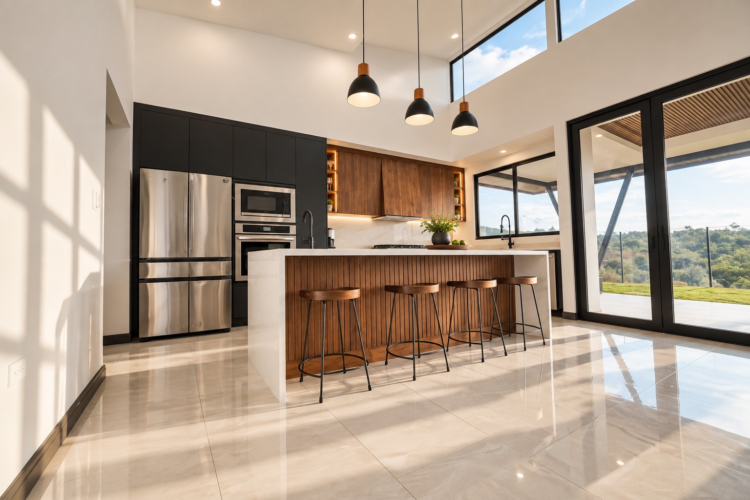 Modern custom kitchen cabinets designed and built by Mobilinea in Costa Rica