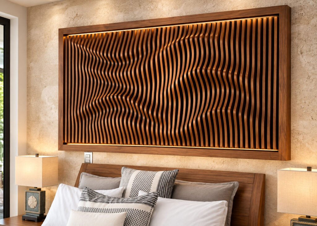 Custom parametric wood wall panel by Mobilinea in Costa Rica